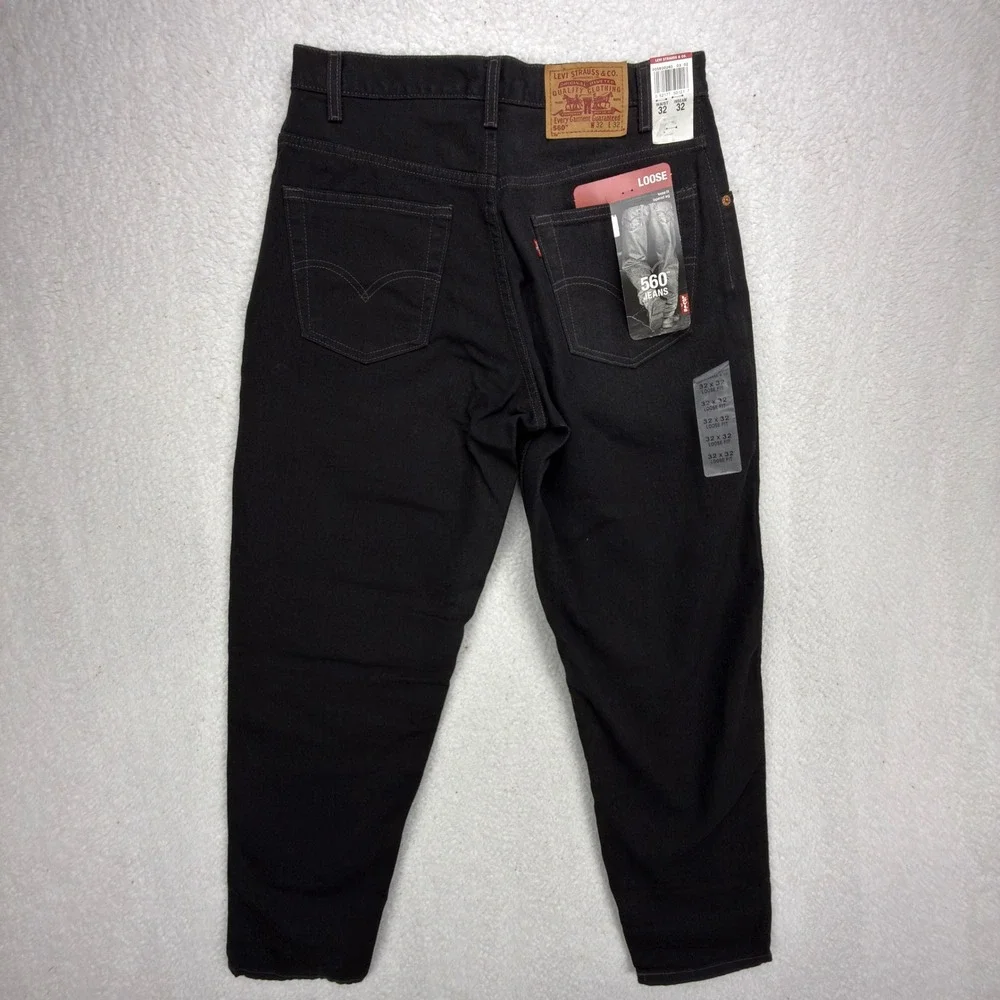 Vintage Levis 560 Loose Fit Tapered Leg Jeans Mens 32x32 Black Denim NWT NOS